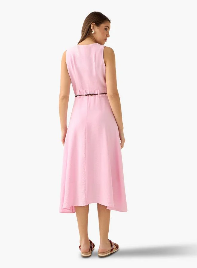 Splash FAV  Midi Shirt Dress with Belt for Women | Best Price UAE